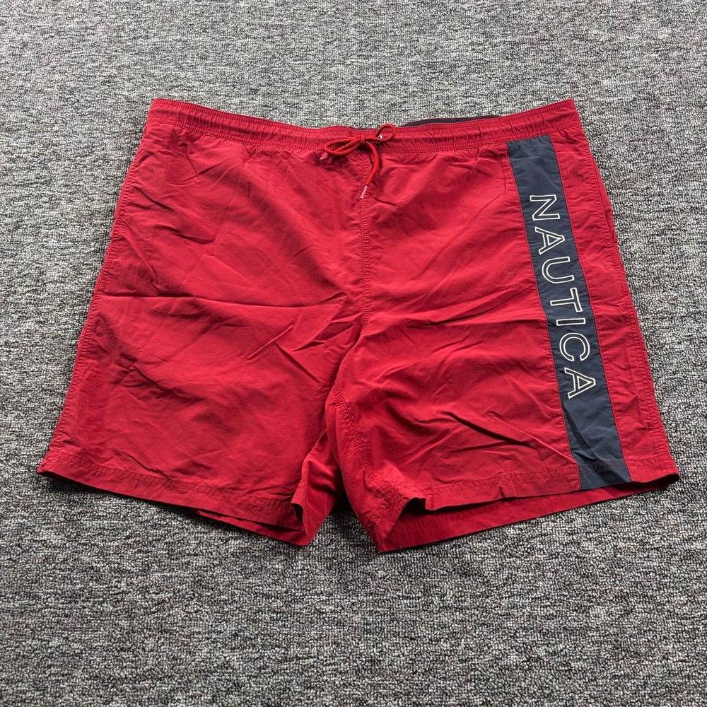 Y2K 2000s Nautica Surf 7 Inch Red Board Shorts Red Size XL